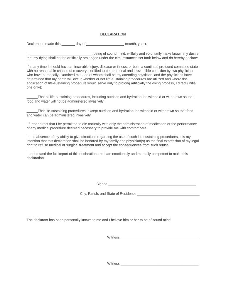 louisiana declaration Preview on Page 1