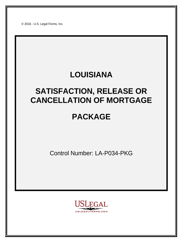 Satisfaction, Cancellation or Release of Mortgage Package - Louisiana Preview on Page 1