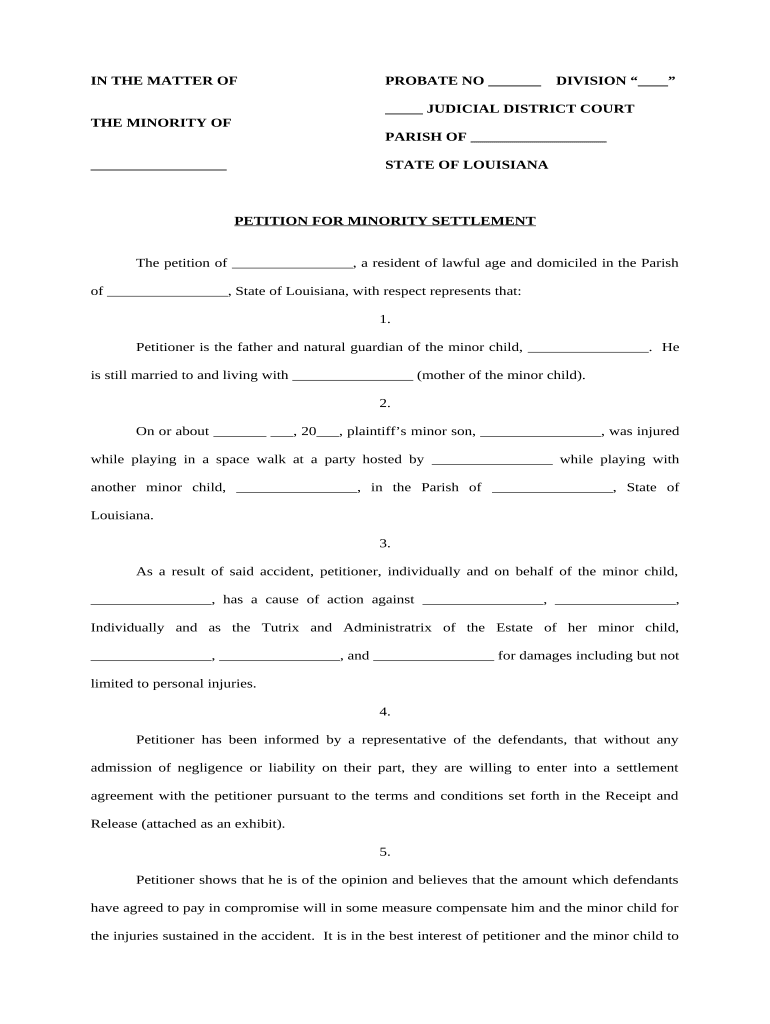 petition settlement Preview on Page 1