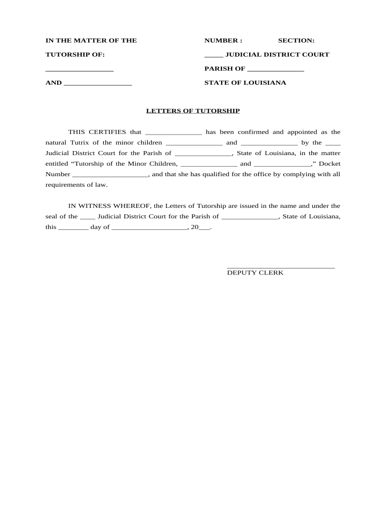 louisiana tutorship form Preview on Page 1.