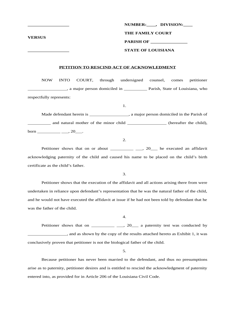how to get a copy of acknowledgement of paternity in louisiana Preview on Page 1