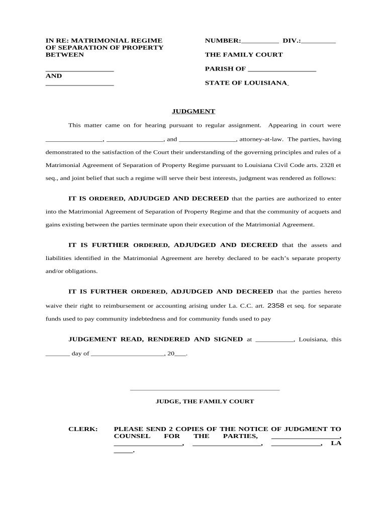 termination of community property regime louisiana Preview on Page 1