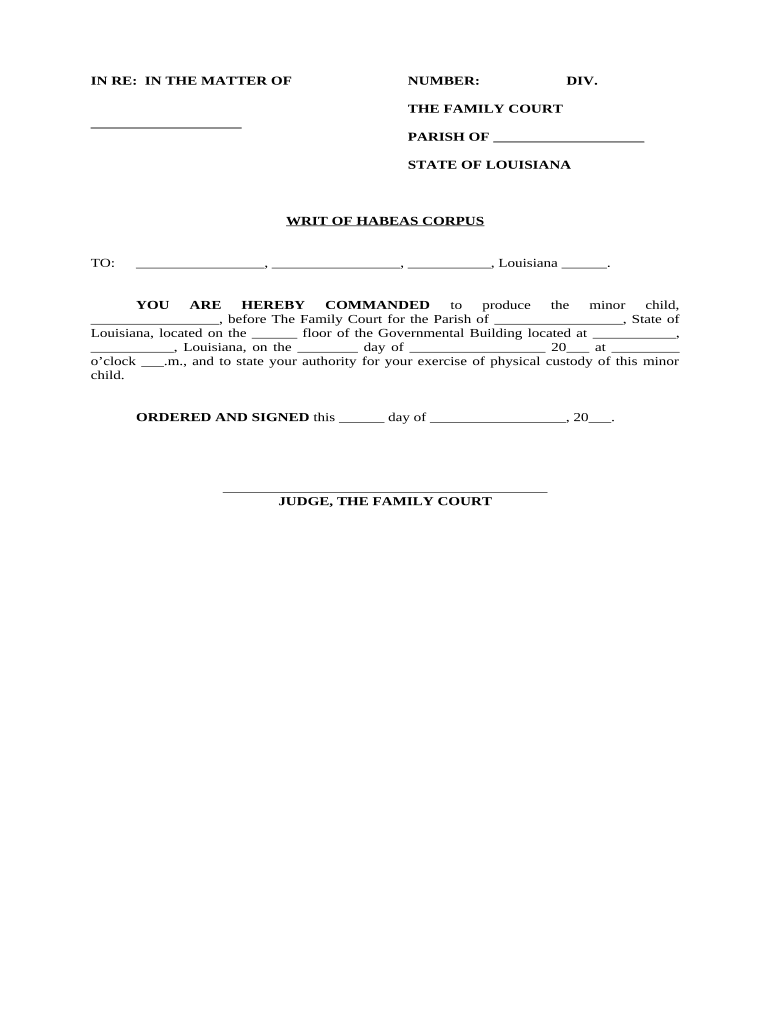 writ of habeas corpus example Preview on Page 1