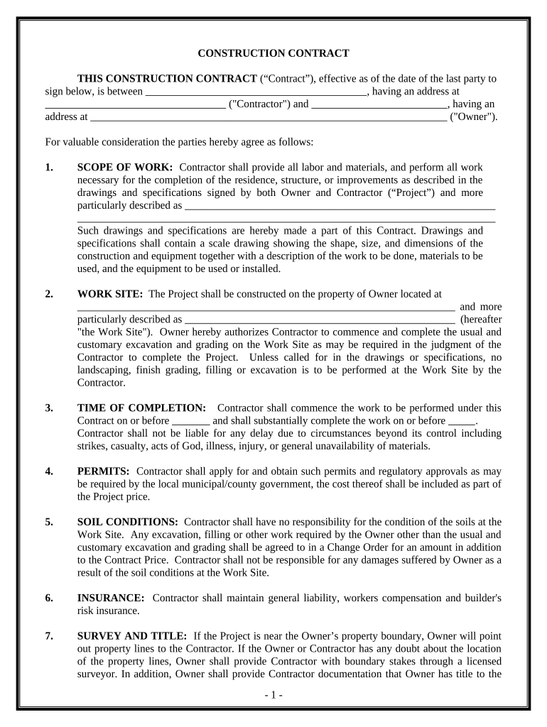 Construction Contract Cost Plus or Fixed Fee - Massachusetts Preview on Page 1