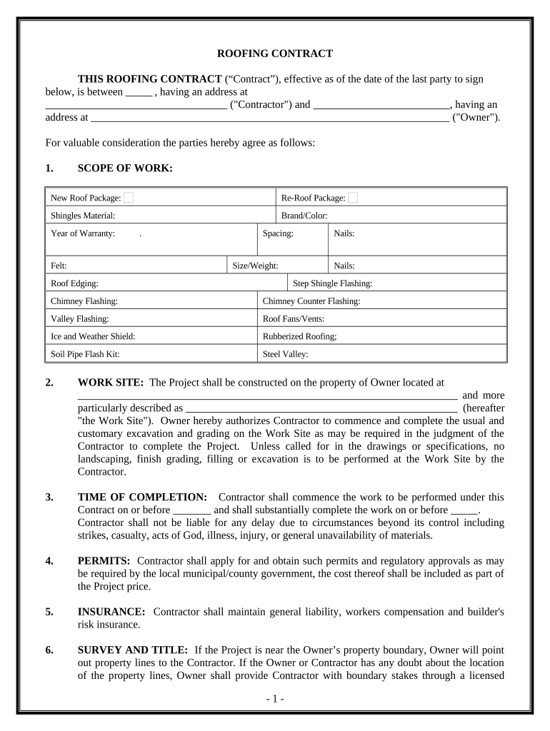 roofing contract Preview on Page 1.