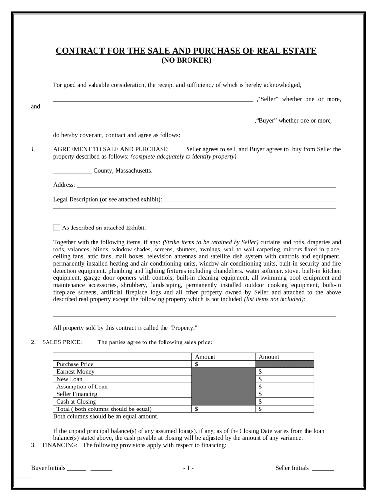 for sale by owner contract massachusetts Preview on Page 1