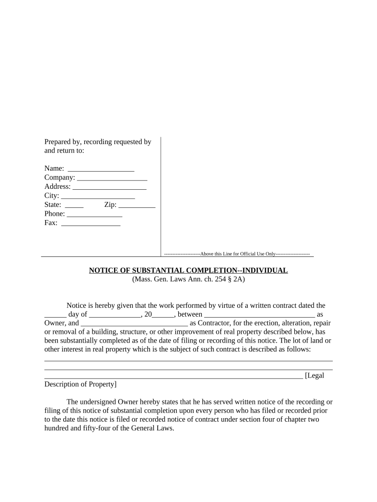 Substantial Completion Doc Template PdfFiller