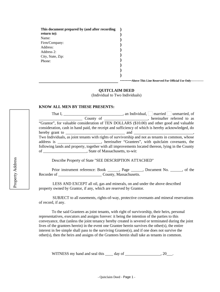 quitclaim deed massachusetts Preview on Page 1