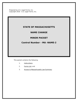 Massachusetts Name Change Instructions and Forms Package for a Minor - Massachusetts