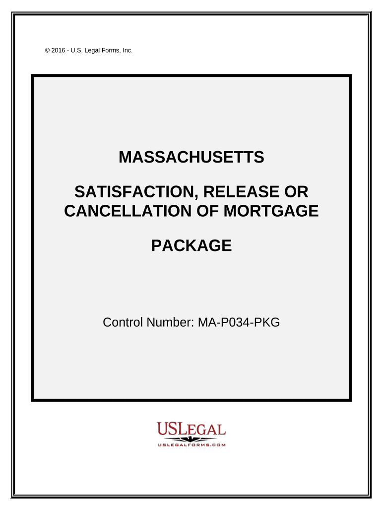 Satisfaction, Cancellation or Release of Mortgage Package - Massachusetts Preview on Page 1