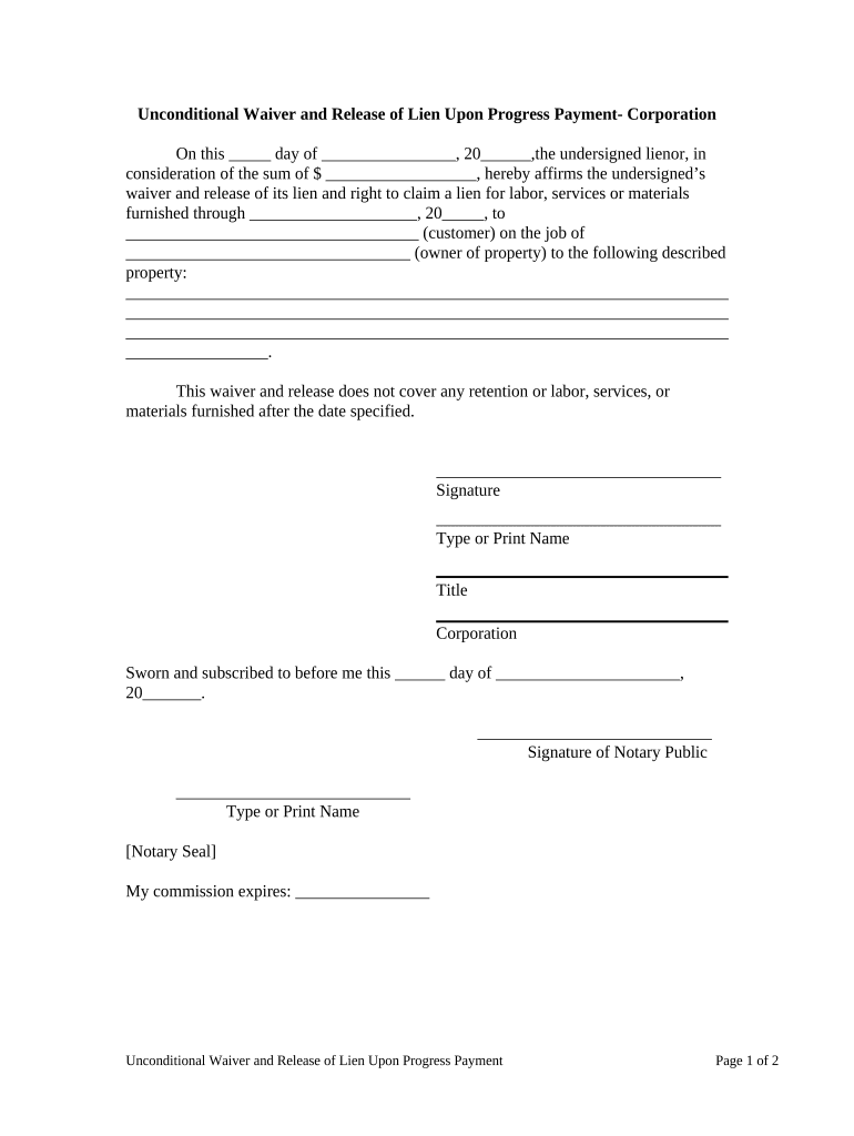 unconditional waiver Preview on Page 1