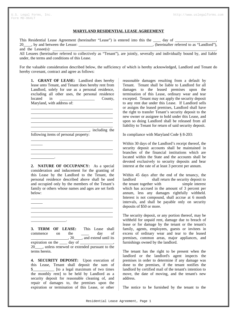 maryland lease agreement pdf Preview on Page 1