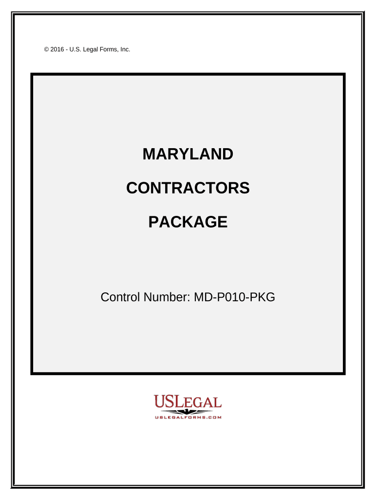 Contractors Forms Package - Maryland Preview on Page 1