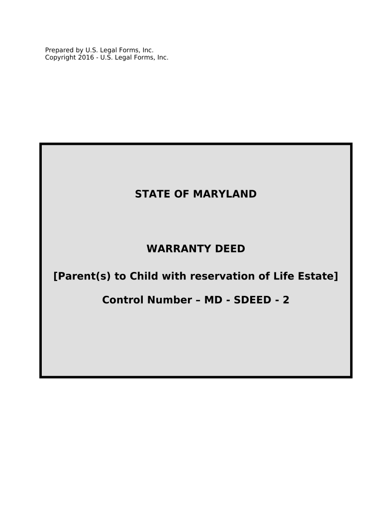 maryland life estate deed form Preview on Page 1