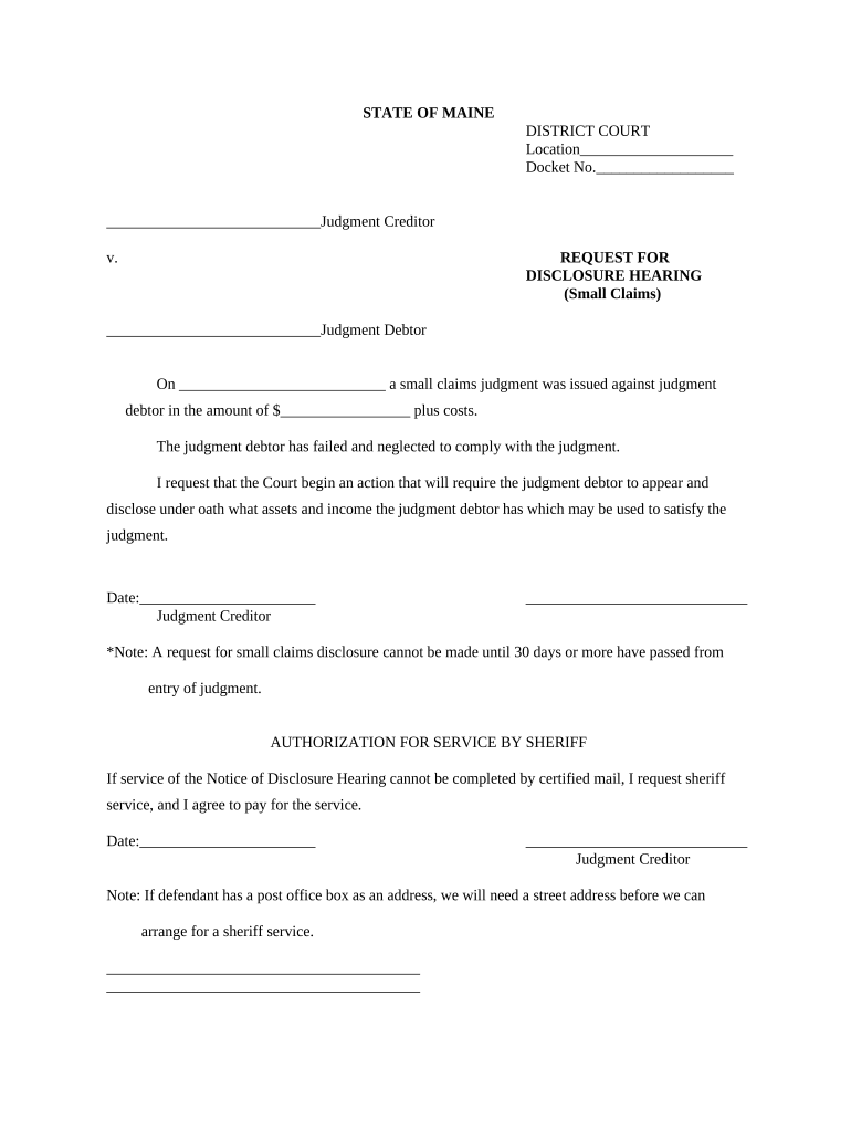 maine disclosure hearing Preview on Page 1