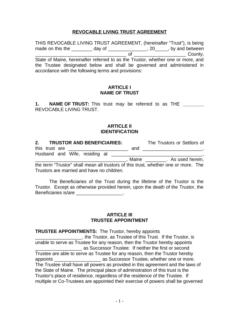 living trust in maine Preview on Page 1