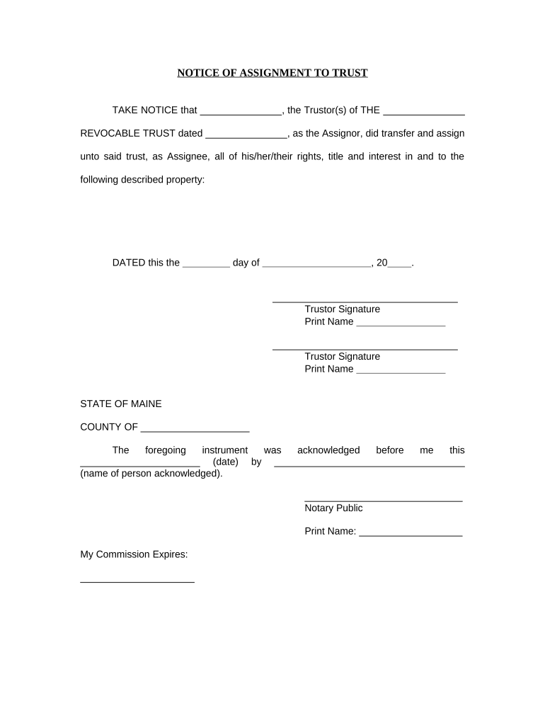 Notice of Assignment to Living Trust - Maine Preview on Page 1