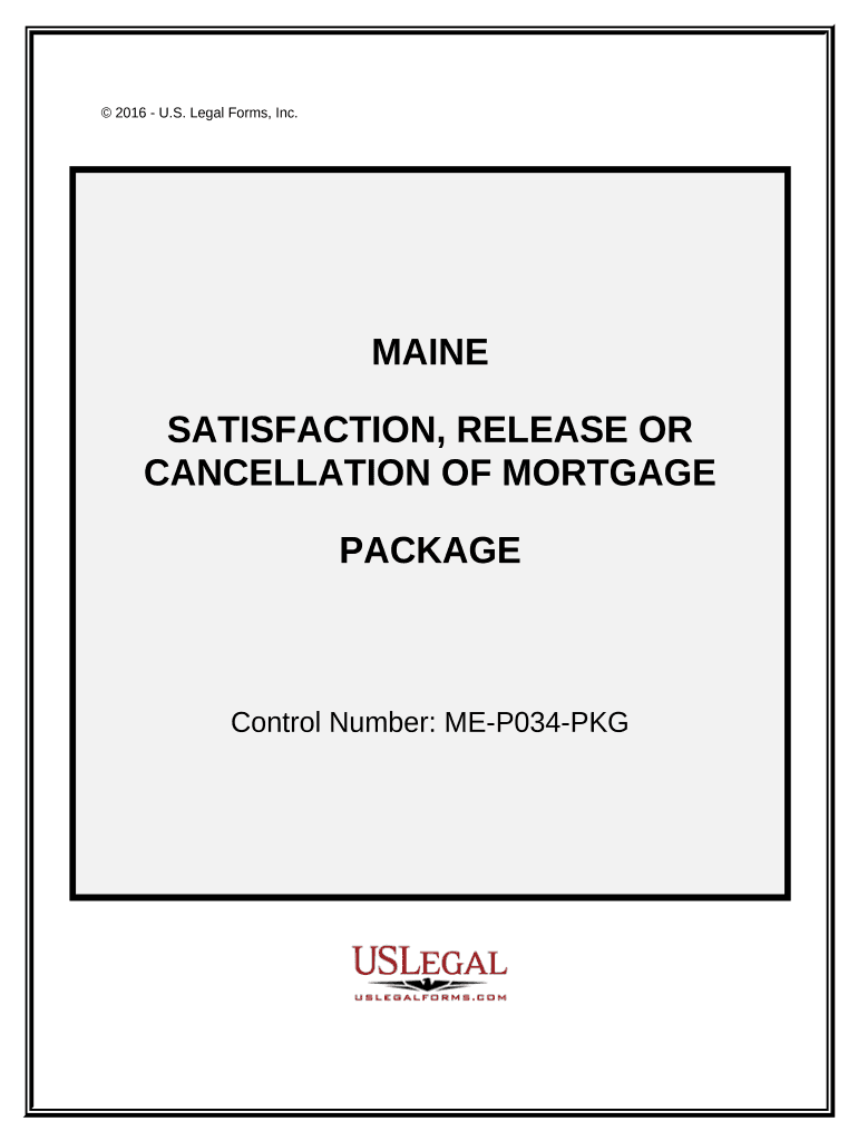 Satisfaction, Cancellation or Release of Mortgage Package - Maine Preview on Page 1