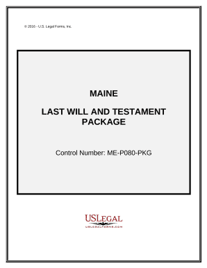 Last Will and Testament Package - Maine