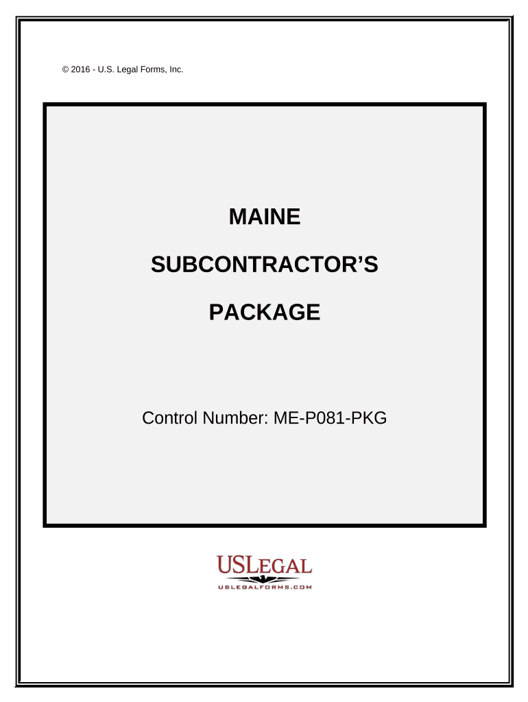 Subcontractors Package - Maine Preview on Page 1