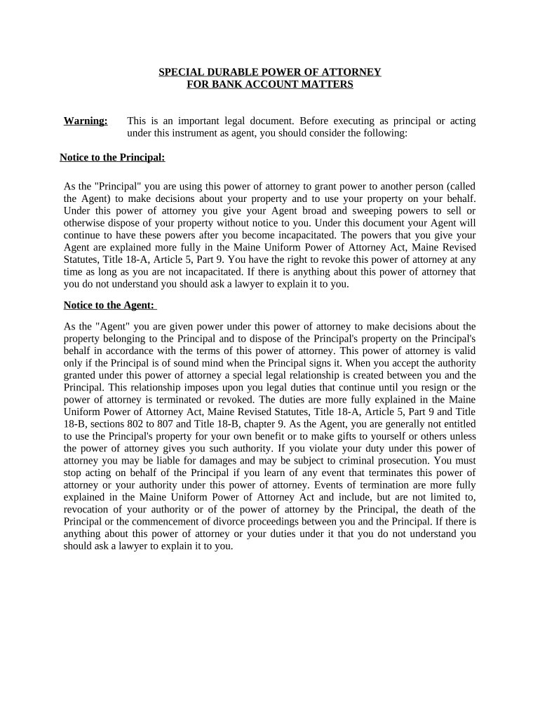 durable power of attorney form maine Preview on Page 1