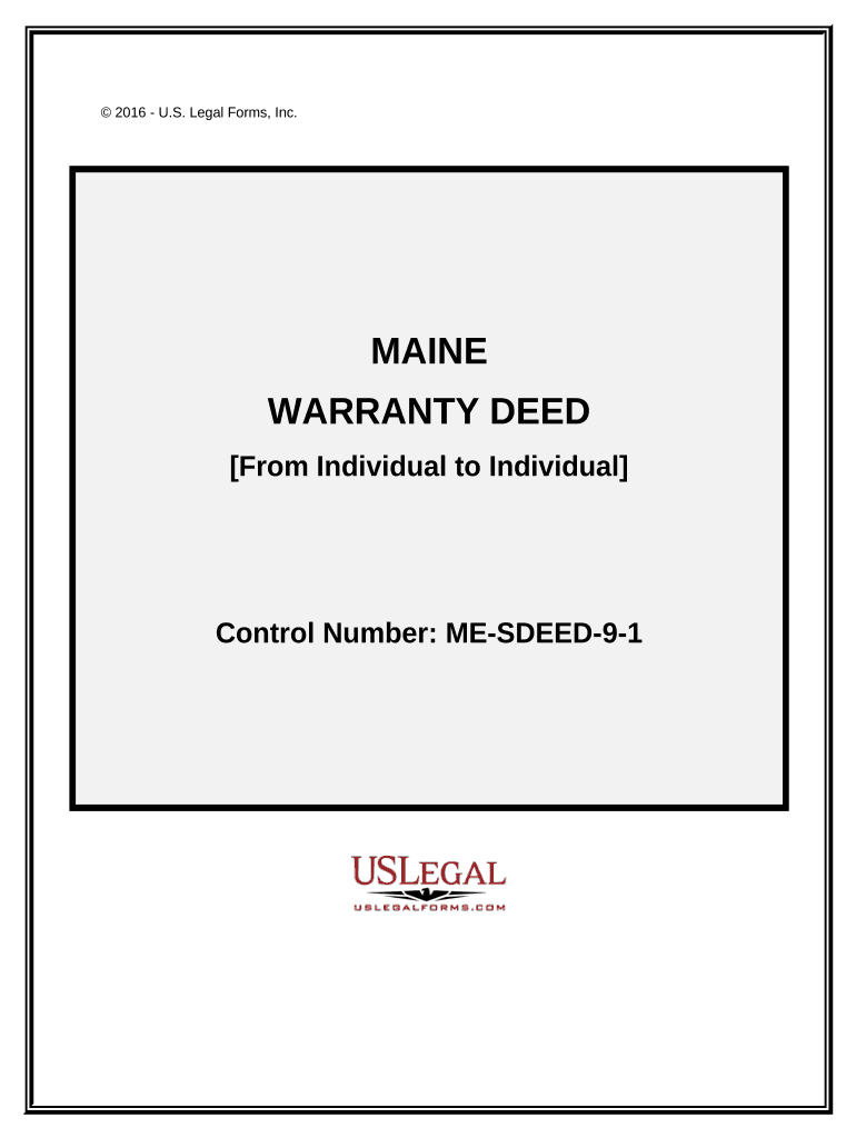 Warranty Deed from Individual to Individual - Maine Preview on Page 1