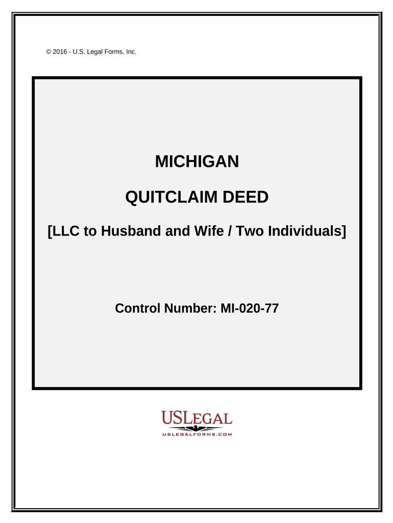 Quitclaim Deed from Limited Liability Company to Husband and Wife or Two Individuals - Michigan Preview on Page 1