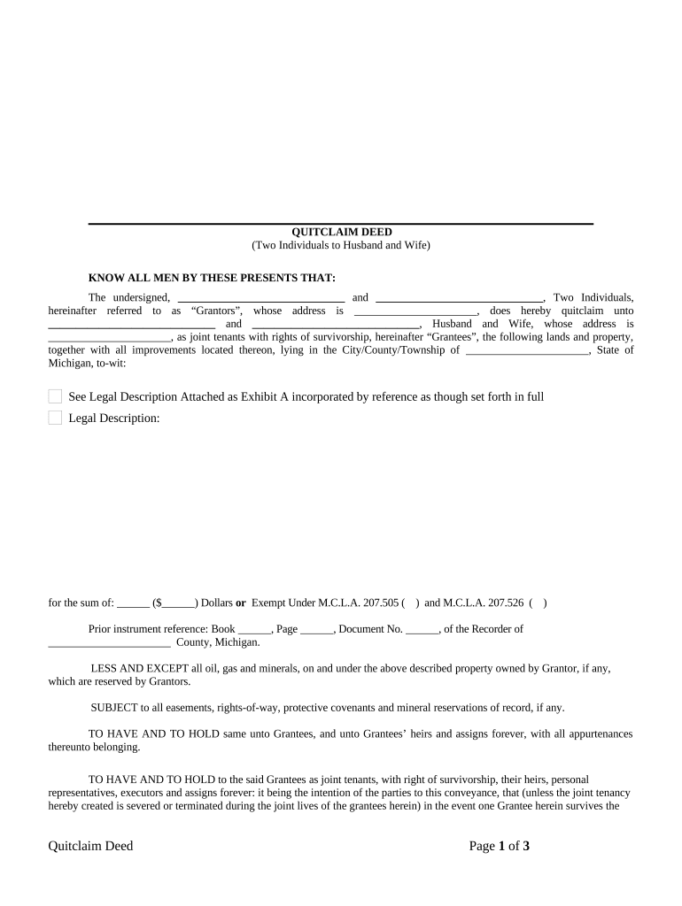 quitclaim deed michigan Preview on Page 1