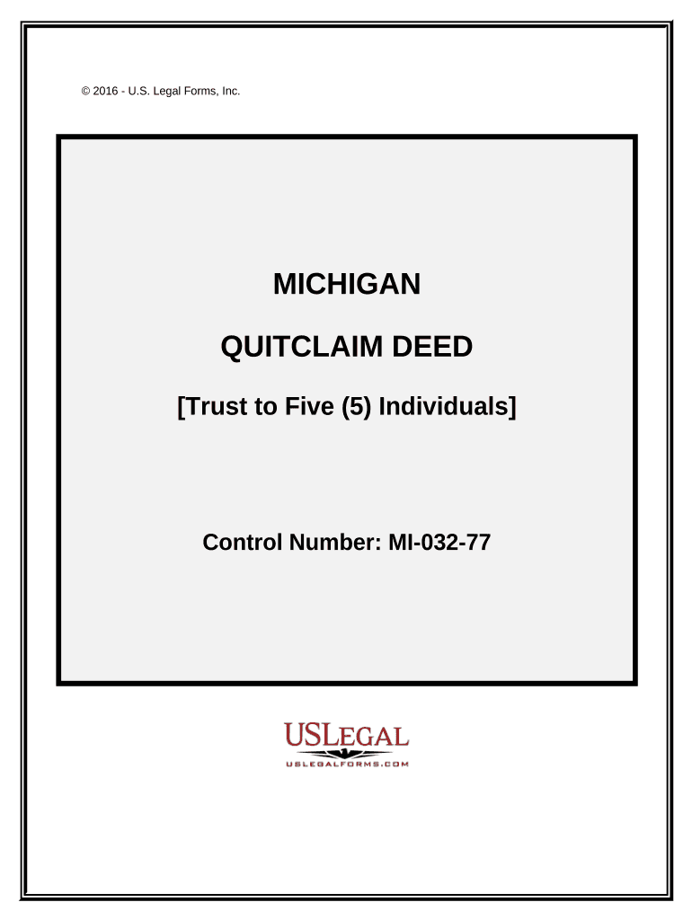 Quitclaim Deed from Grantor Trust to Five Individual Grantees - Michigan Preview on Page 1