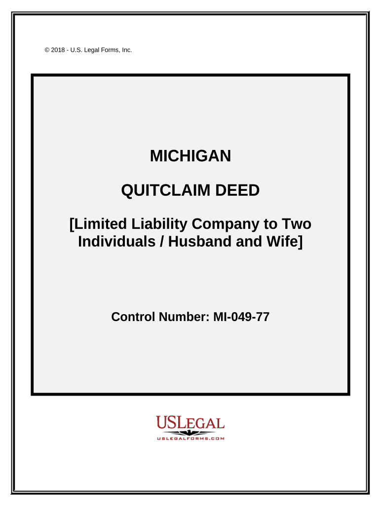 Quitclaim Deed from Limited Liability Company to Two Individuals / Husband and Wife - Michigan Preview on Page 1