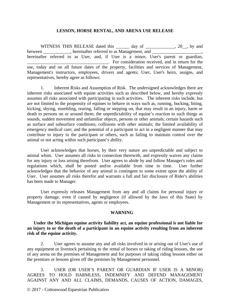 Horses for lease in michigan Fill out & sign online DocHub