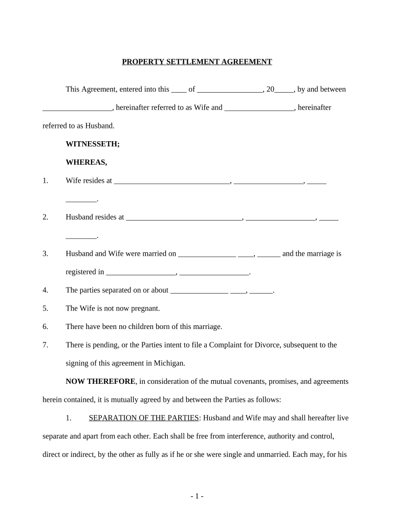 property settlement Preview on Page 1