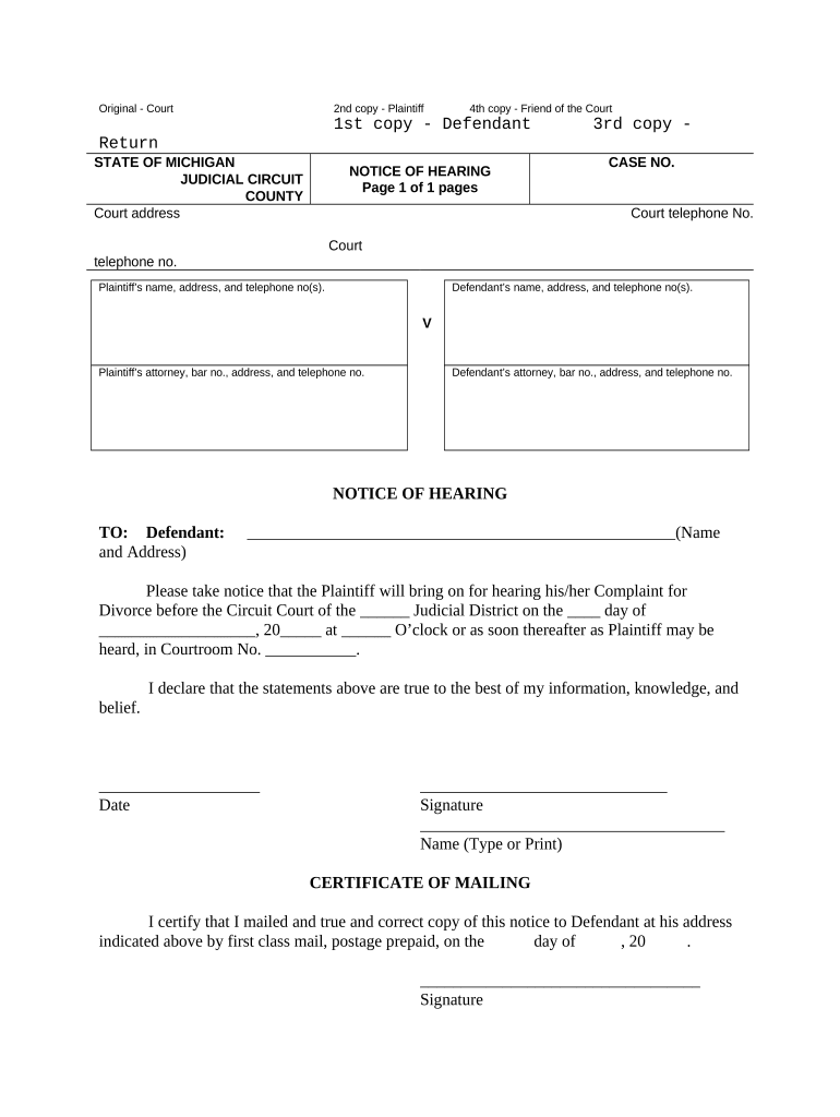 notice of hearing michigan Preview on Page 1