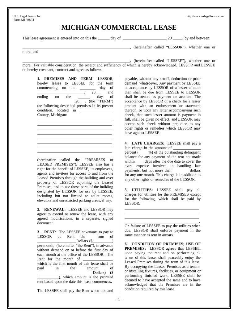 Commercial Building or Space Lease - Michigan Preview on Page 1