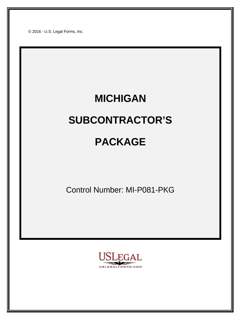 Subcontractors Package - Michigan Preview on Page 1.