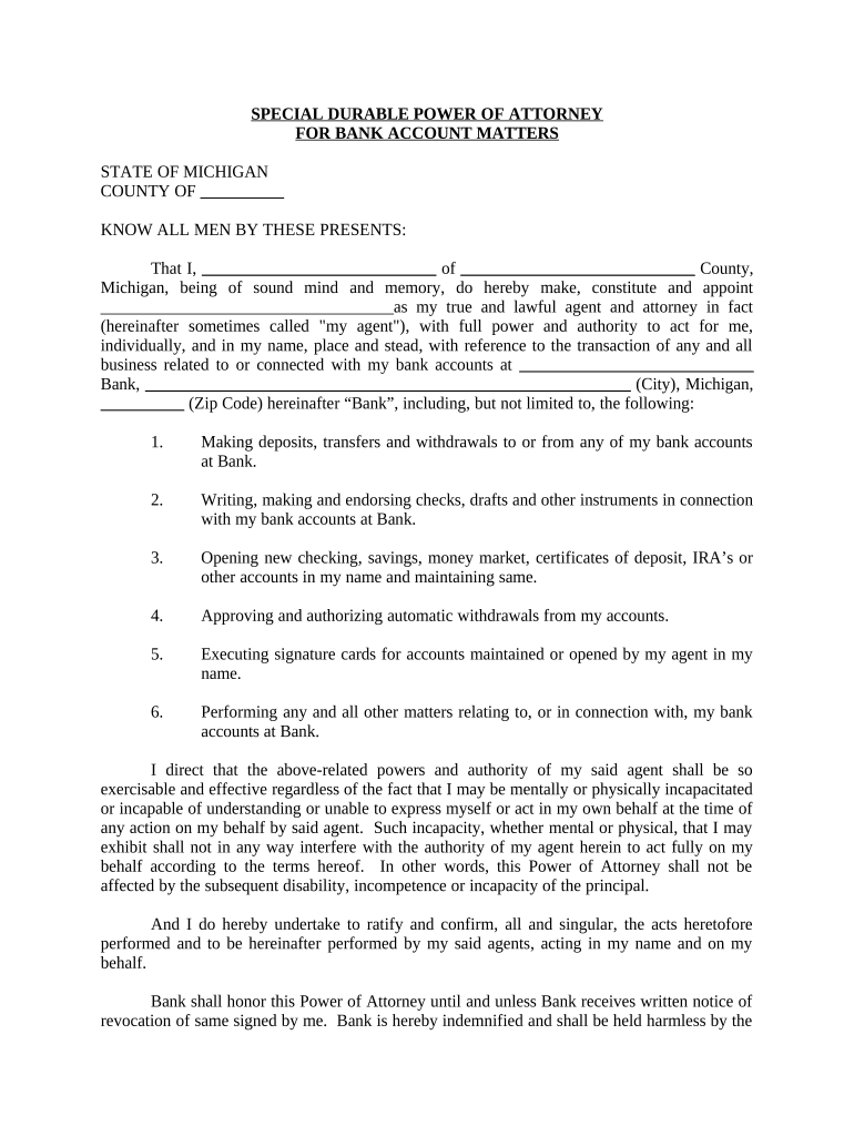 power of attorney for bank account pdf Preview on Page 1