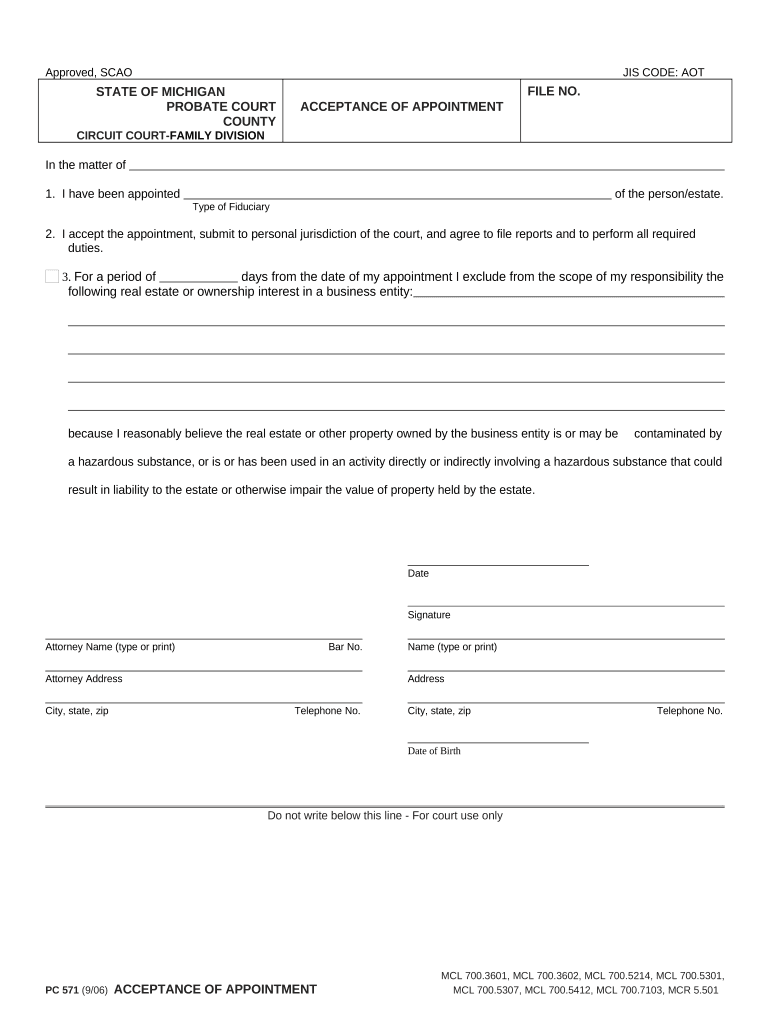 how to fill out acceptance of appointment form Preview on Page 1