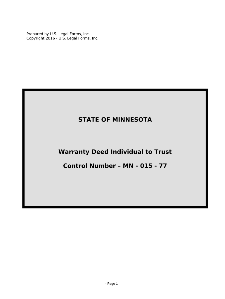 Warranty Deed from Individual to a Trust - Minnesota Preview on Page 1