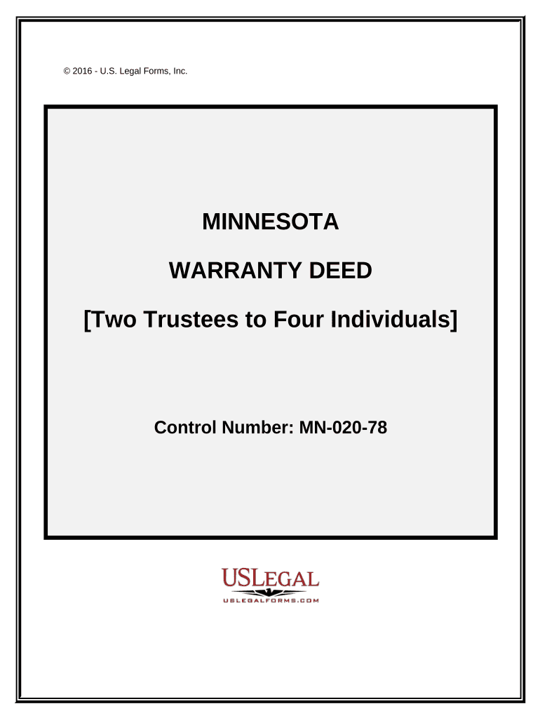 Warranty Deed - Two Trustees to Four Individuals - Minnesota Preview on Page 1