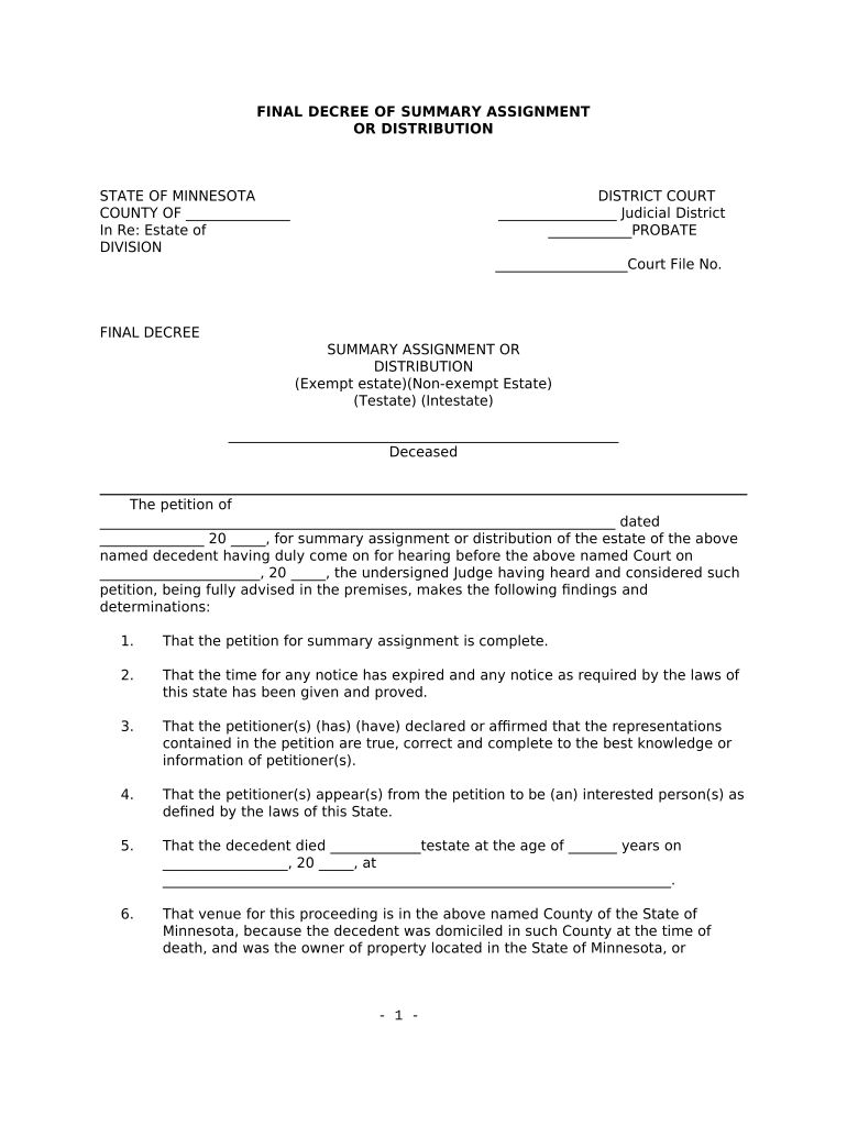 decree distribution Doc Template pdfFiller