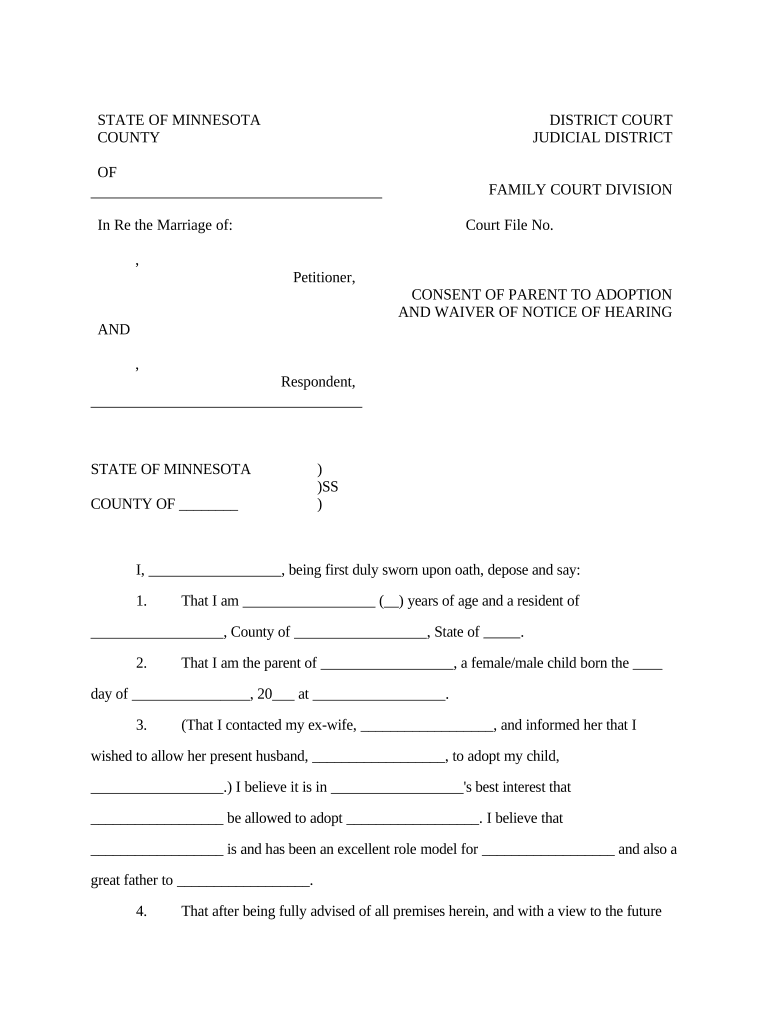 child consent to adoption form Preview on Page 1