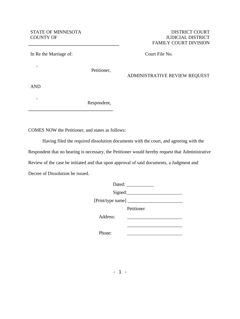 administrative review request form Preview on Page 1