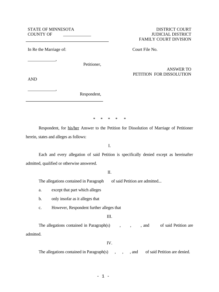 petition dissolution marriage Preview on Page 1