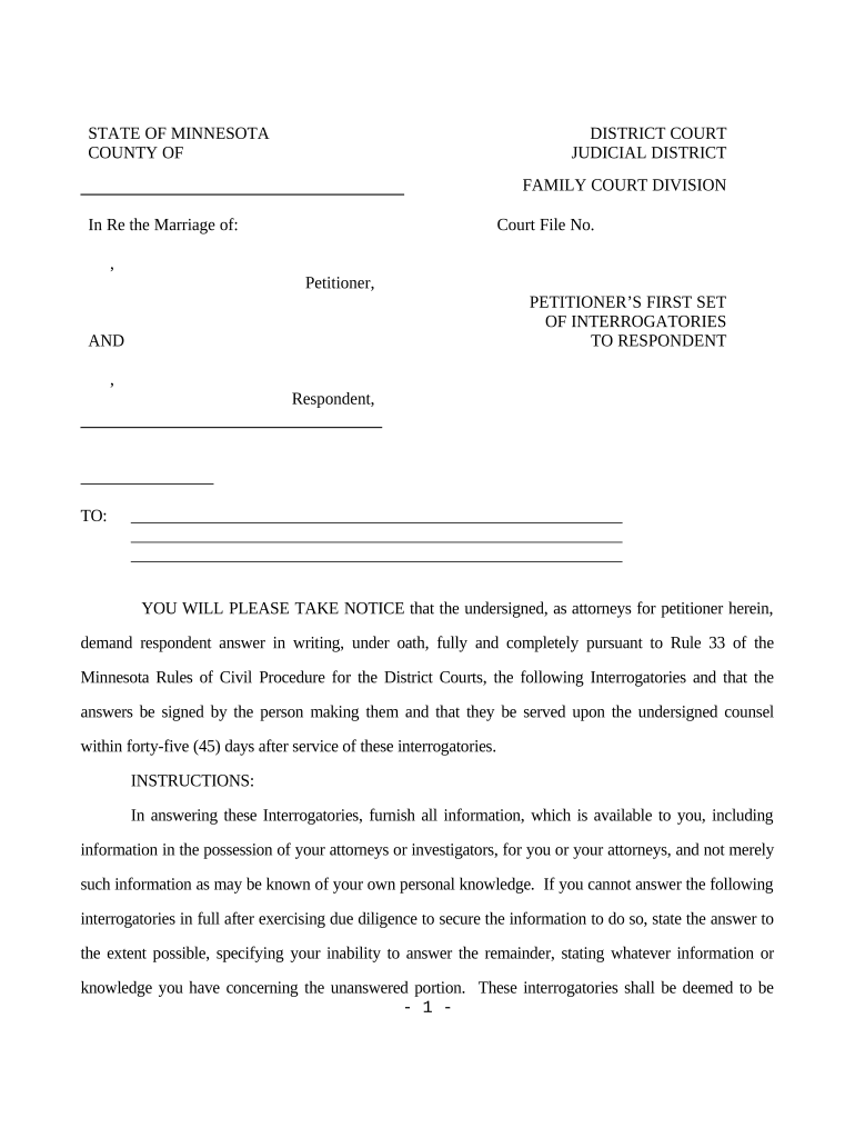 family law interrogatories sample Preview on Page 1