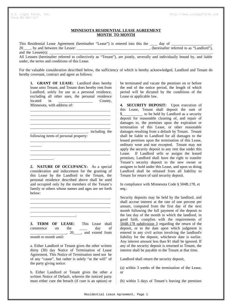 minnesota lease agreement Preview on Page 1