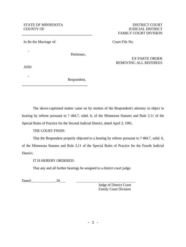 Ex Parte Order Doc Template PdfFiller