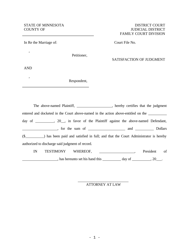 minnesota satisfaction judgment Preview on Page 1