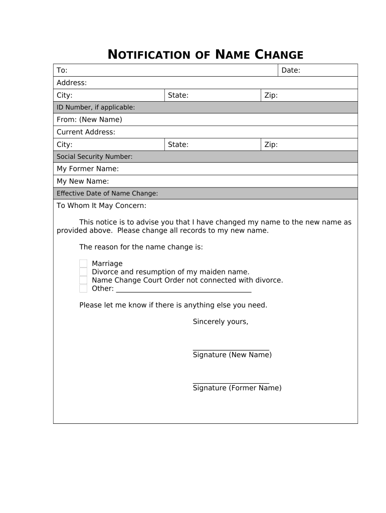 Name Change Notification Form - Minnesota Preview on Page 1