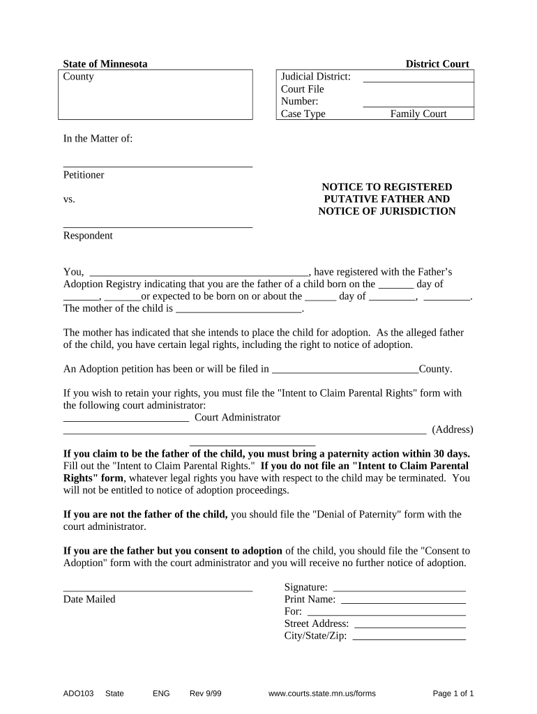 mn fathers adoption registry Preview on Page 1