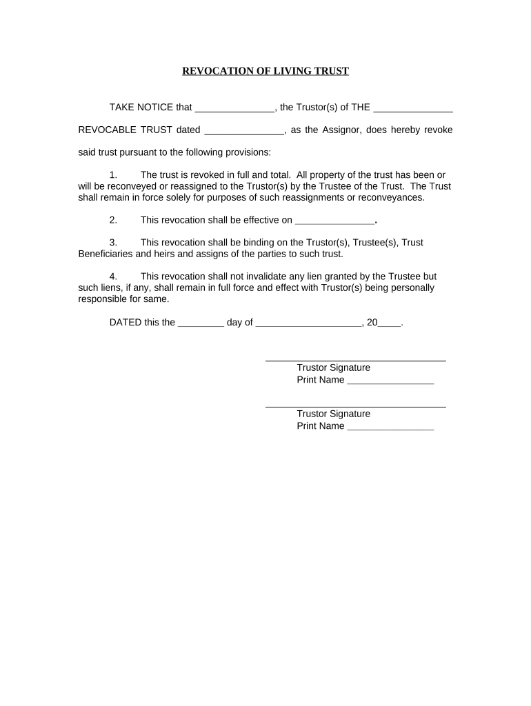 revocation of revocable trust form pdf Preview on Page 1.